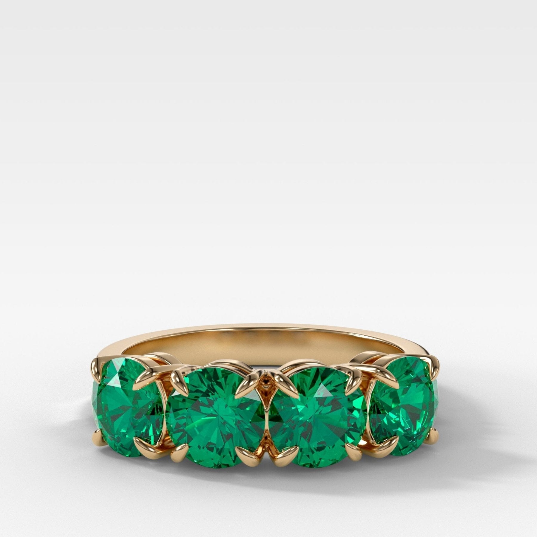 Four Stone Wedding Band With Green Emeralds Main image