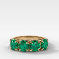 Four Stone Wedding Band With Green Emeralds
