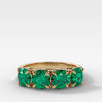 Four Stone Wedding Band With Green Emeralds
