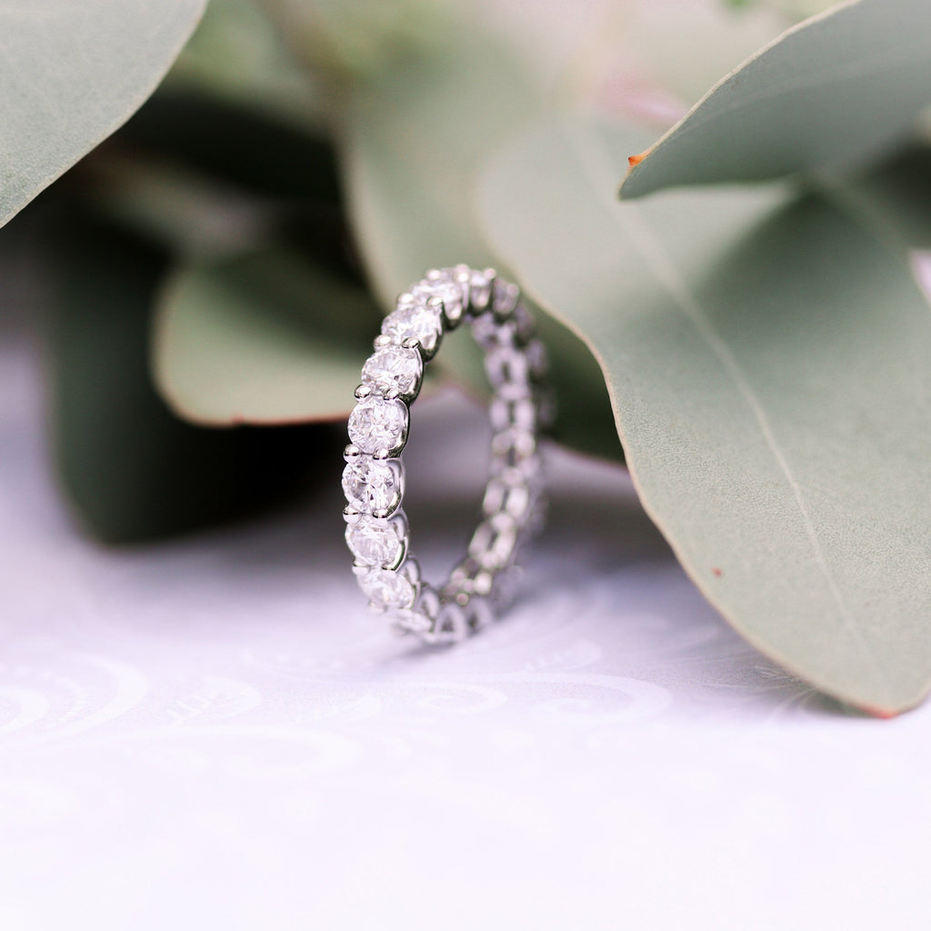 2.0 TCW Round Brilliant Cut Full Eternity Diamond Wedding Band