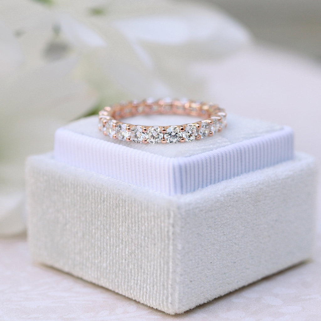 2.0 TCW Round Brilliant Cut Full Eternity Diamond Wedding Band