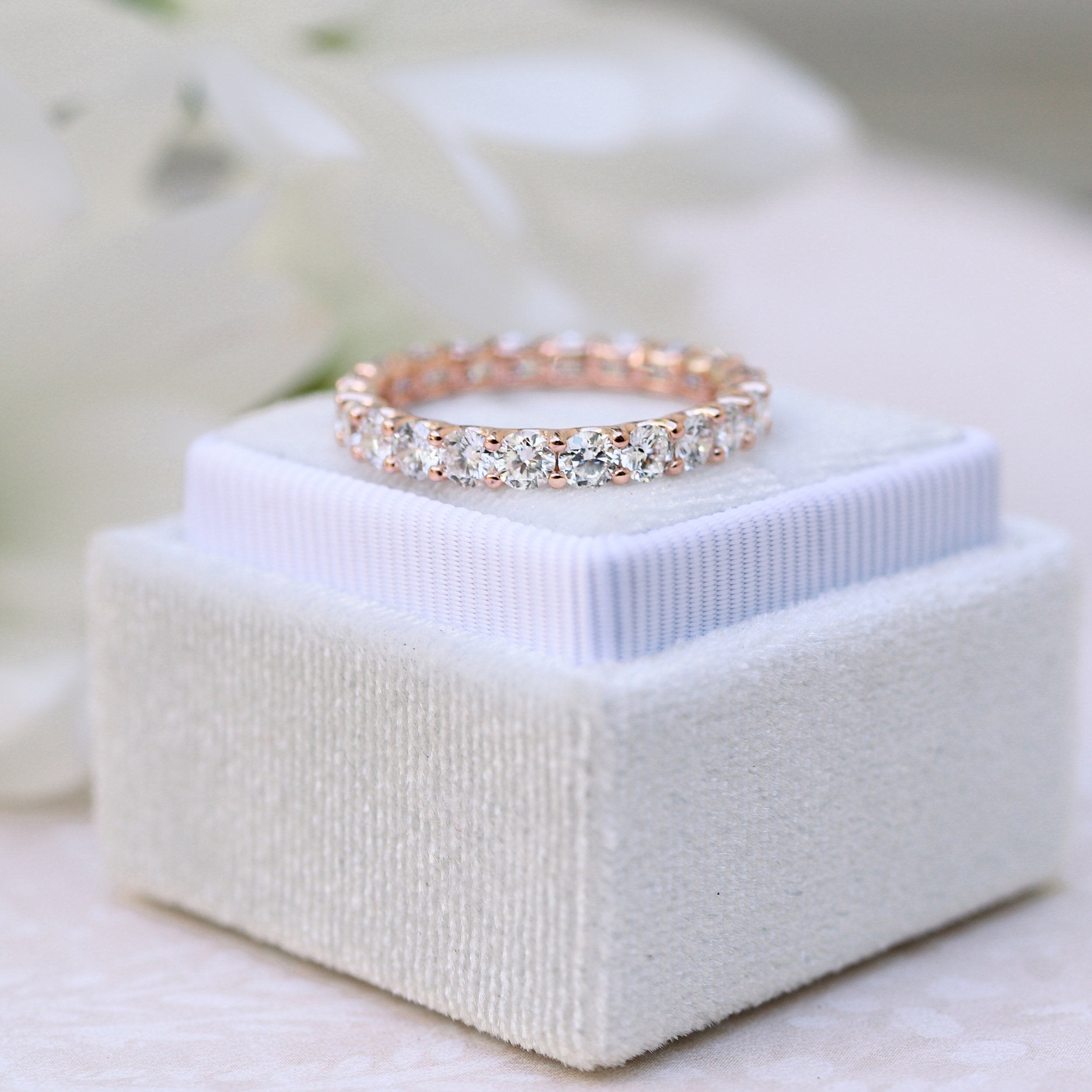 2.0 TCW Round Brilliant Cut Full Eternity Diamond Wedding Band