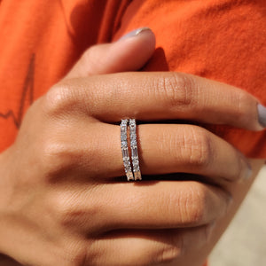 Round And Baguette Wedding Band In Half Eternity