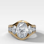 Full Channel Set Engagement Ring with Oval Cut Diamond