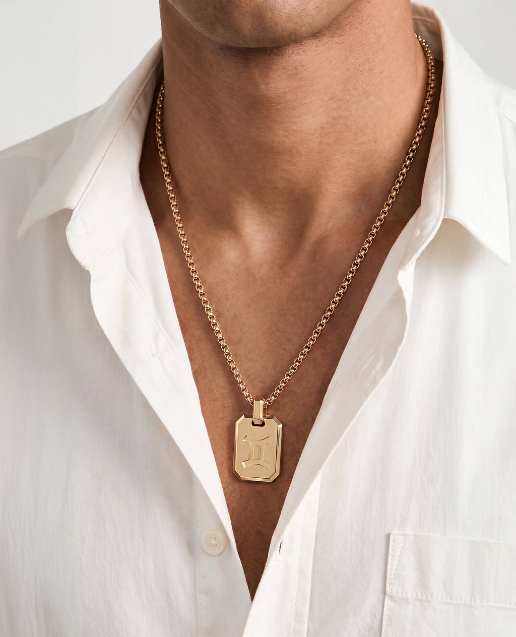 GEMINI MINI ZODIAC Dog Tag Gold Pendant