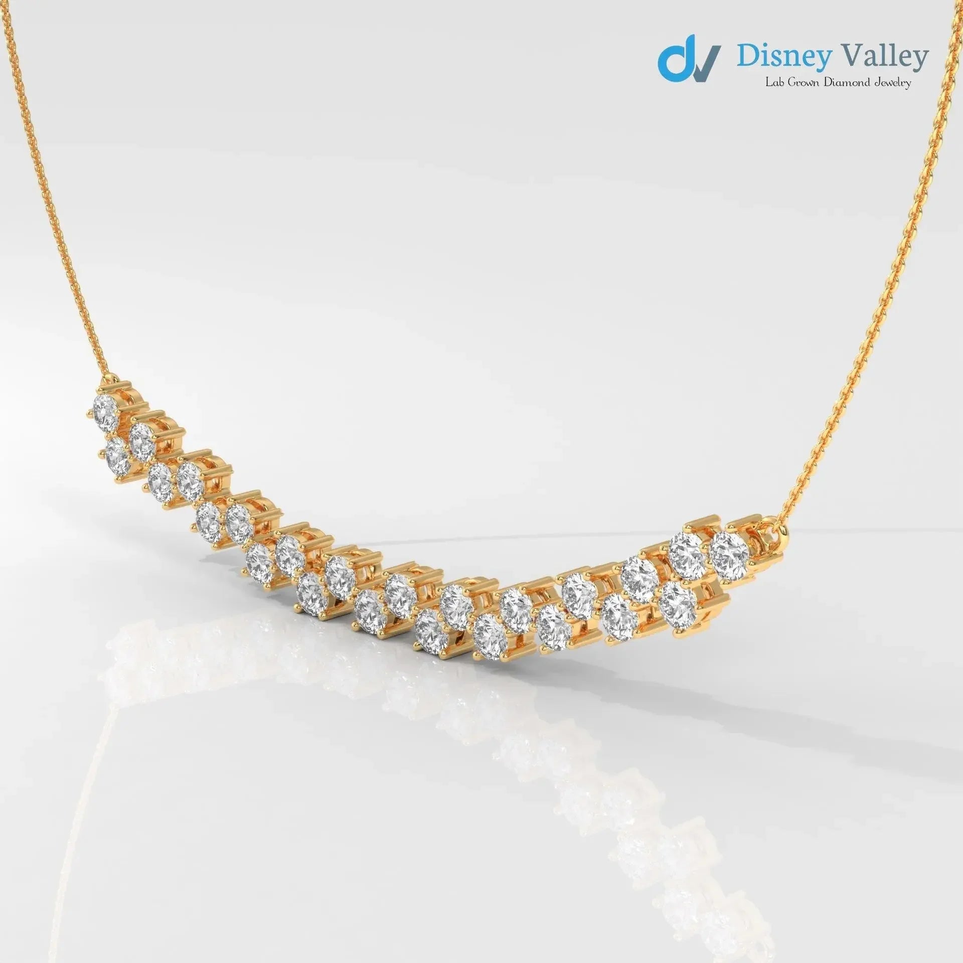 gold Lab grown diamond Necklace Round diamond necklace for wedding occasion Secondary image