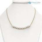 gold Lab grown diamond Necklace Round diamond necklace for wedding occasion - DisneyValley