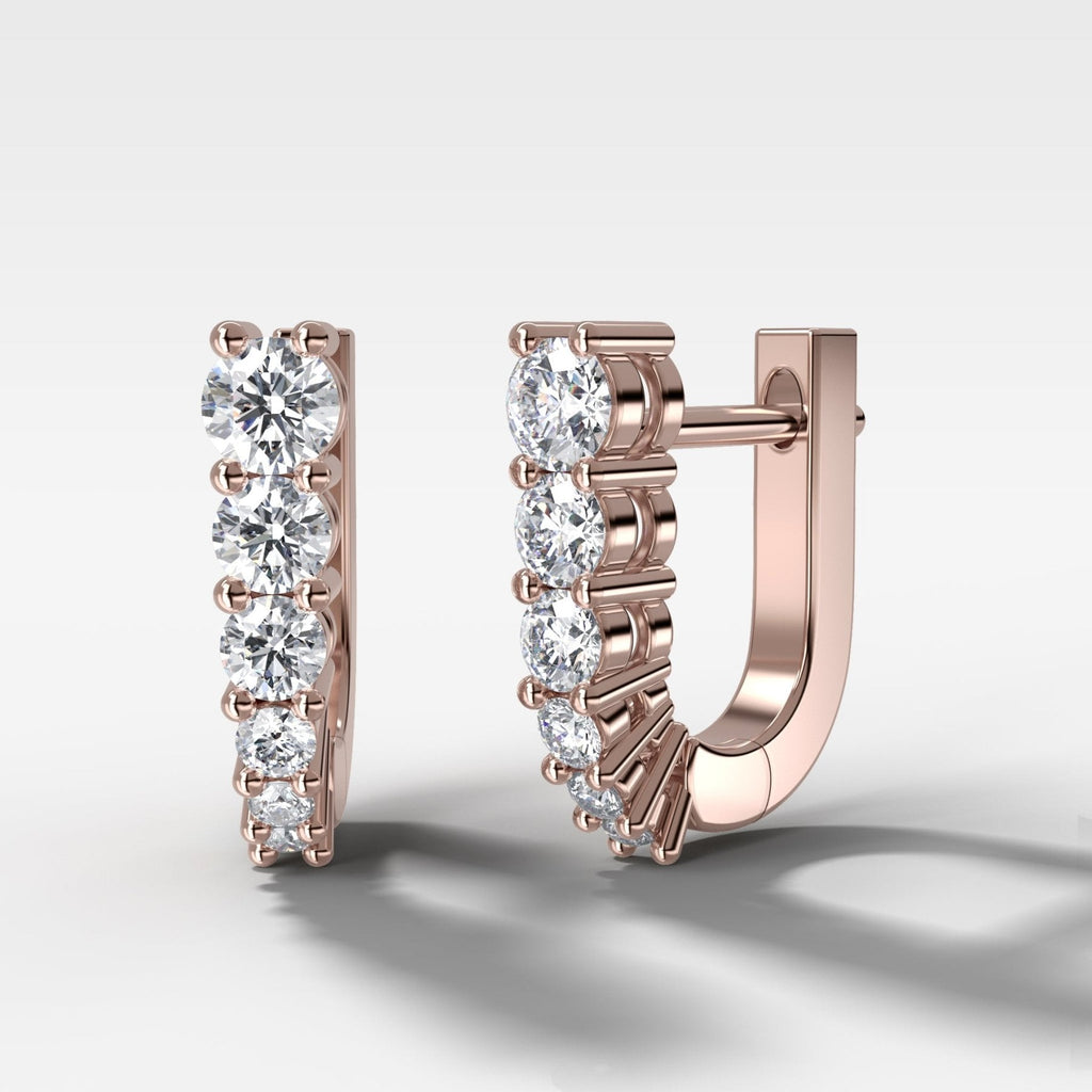 Graduated Shared Prong Diamond Hoop Earrings
