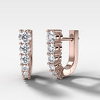 Graduated Shared Prong Diamond Hoop Earrings