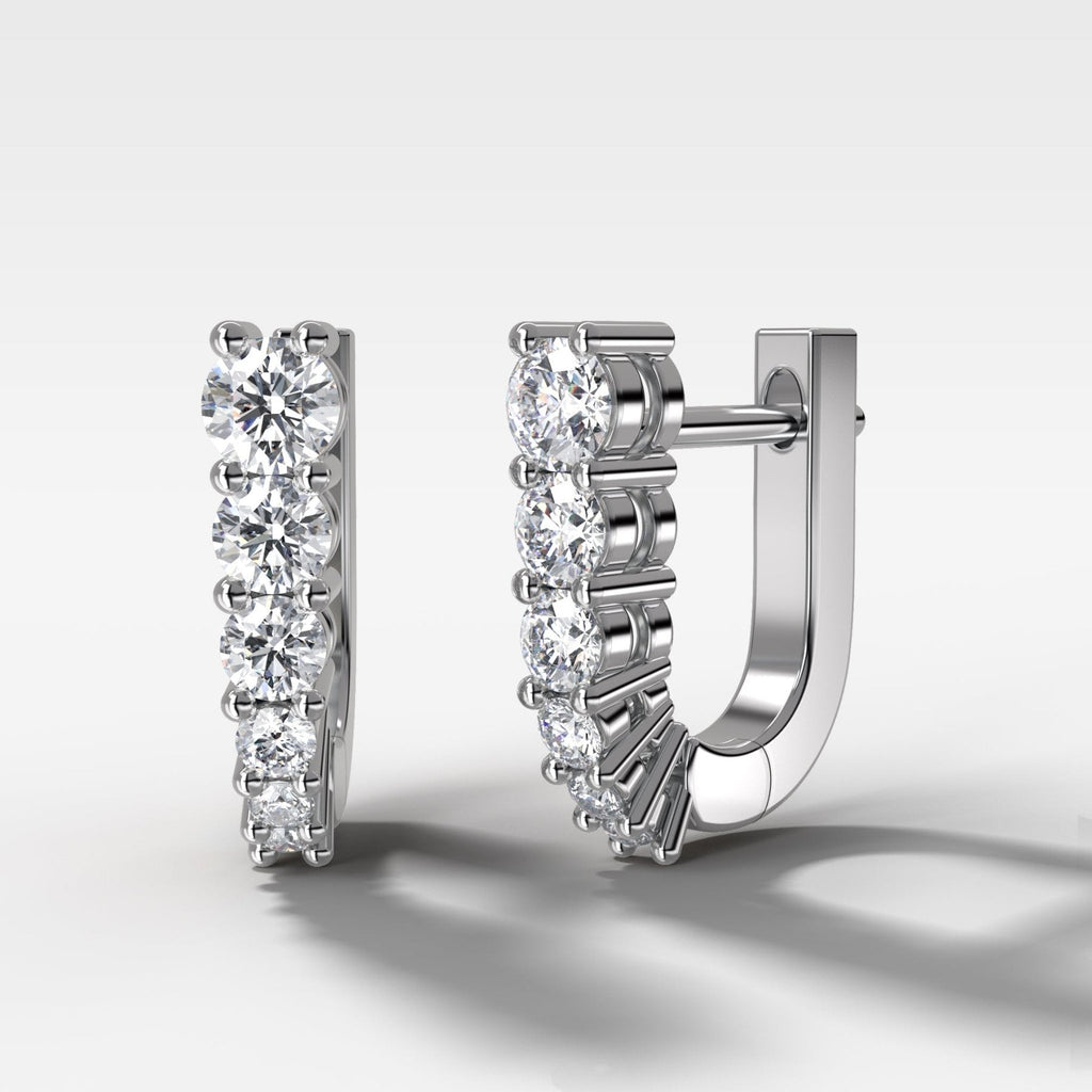 Graduated Shared Prong Diamond Hoop Earrings