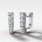 Graduated Shared Prong Diamond Hoop Earrings