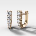 Graduated Shared Prong Diamond Hoop Earrings