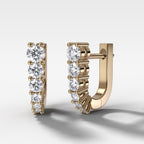 Graduated Shared Prong Diamond Hoop Earrings