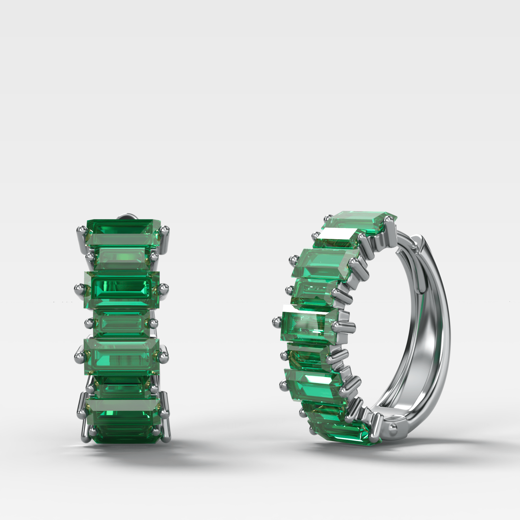 Green Emerald Baguette Halfway Huggies