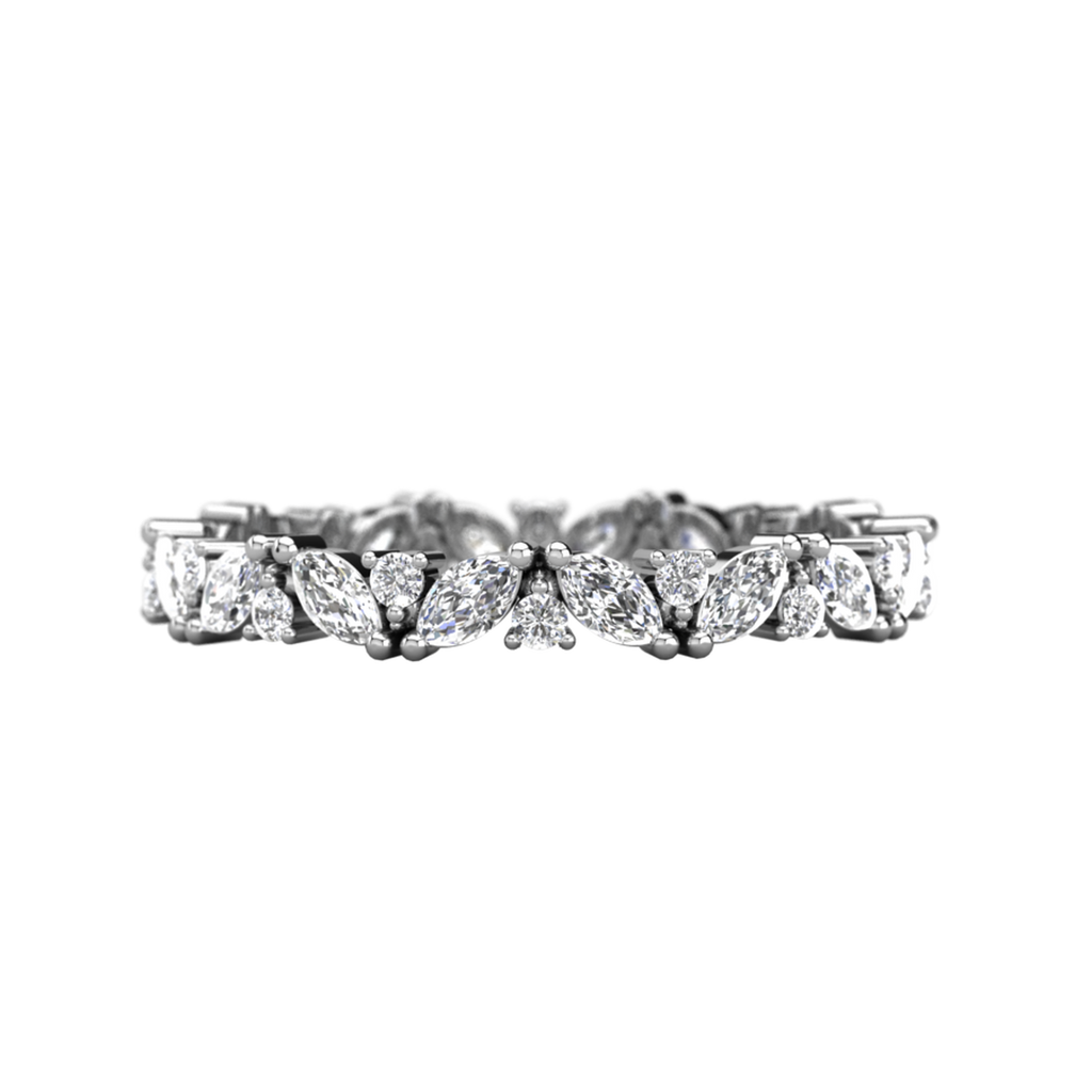 Marquise and Round Cut Full Eternity Wedding Band