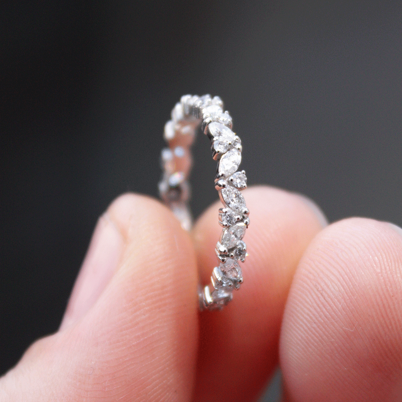 Marquise and Round Cut Full Eternity Wedding Band Secondary image