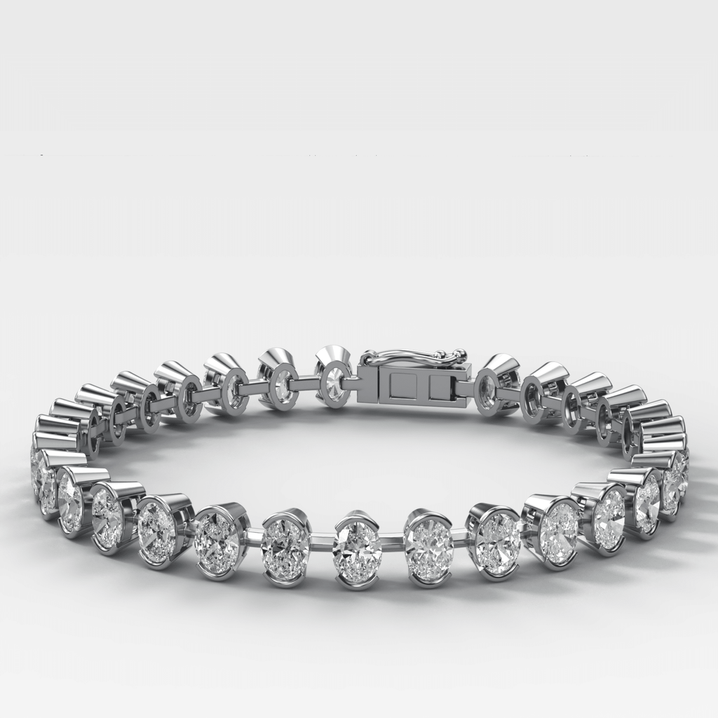 Half Bezel Oval Spaced Diamond Bracelet (5.5 carat)