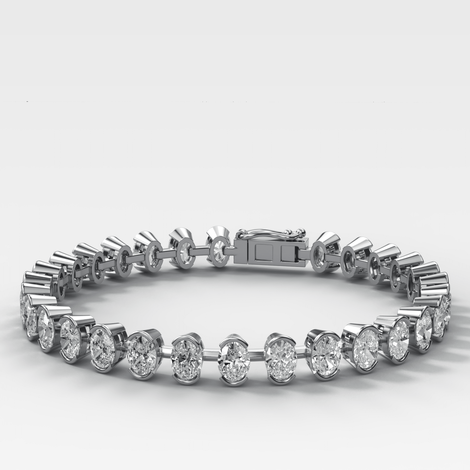 Half Bezel Oval Spaced Diamond Bracelet (5.5 carat)