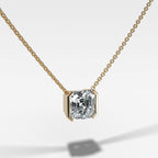 Half Bezel Pendant Necklace with Asscher Cut Diamond