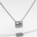 Half Bezel Pendant Necklace with Asscher Cut Diamond
