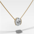Half Bezel Pendant Necklace with Oval Cut Diamond