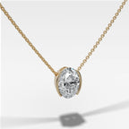 Half Bezel Pendant Necklace with Oval Cut Diamond