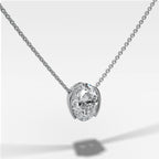 Half Bezel Pendant Necklace with Oval Cut Diamond