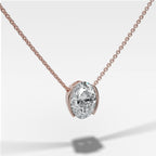 Half Bezel Pendant Necklace with Oval Cut Diamond