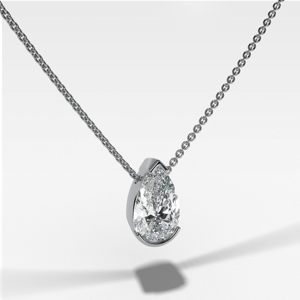 Half Bezel Pendant Necklace with Pear Cut Diamond