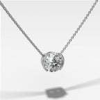 Half Bezel Pendant Necklace with Round Cut Diamond