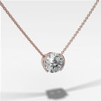 Half Bezel Pendant Necklace with Round Cut Diamond