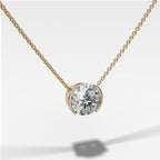 Half Bezel Pendant Necklace with Round Cut Diamond