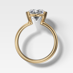 Half Bezel Solitaire Engagement Ring With Oval Cut Diamond