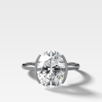 Half Bezel Solitaire Engagement Ring With Oval Cut Diamond