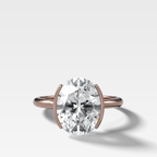 Half Bezel Solitaire Engagement Ring With Oval Cut Diamond