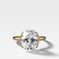 Half Bezel Solitaire Engagement Ring With Oval Cut Diamond