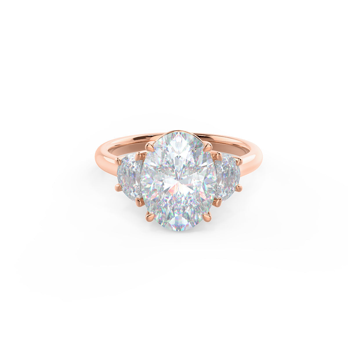 2.25 CT Oval Cut Moissanite Three Stones Engagement Ring