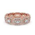 Emerald Cut Eternity Band - Halo Inspired Design