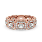 Emerald Cut Eternity Band - Halo Inspired Design