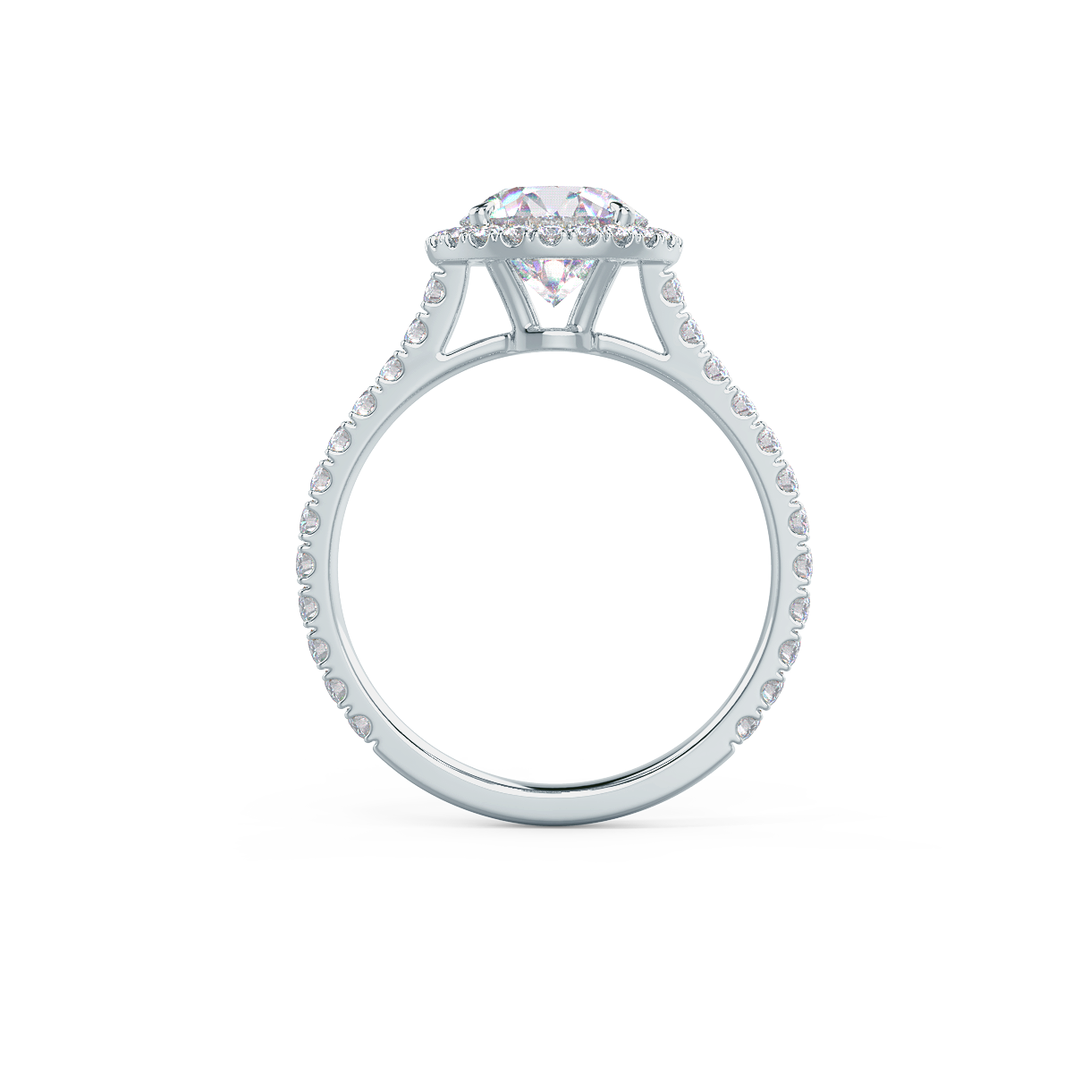 2.25 CT Round Brilliant Cut Moissanite Halo Setting Engagement Ring