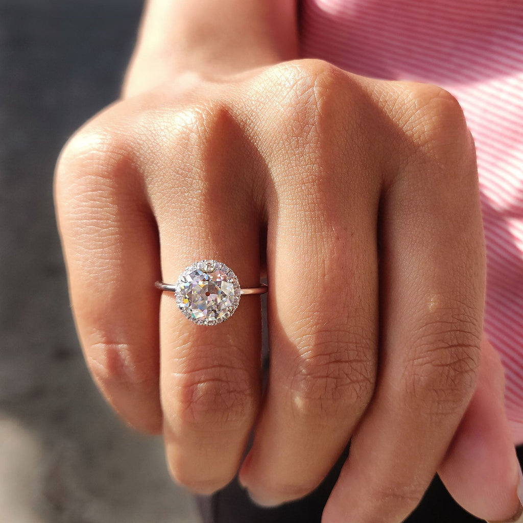Halo Engagement Ring In Old European Cut