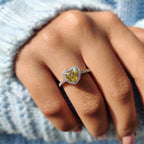 Halo Set Canary Yellow Heart Cut Engagement Ring