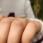 Solitaire Oval Diamond Ring In Art Deco