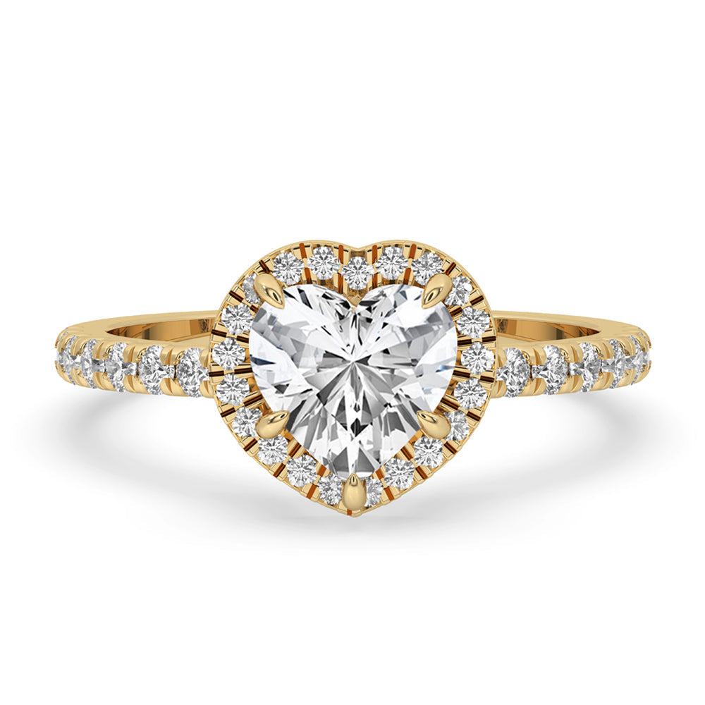 Heart Cut Diamond Ring With Pave Band