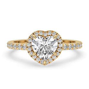 Heart Cut Diamond Ring With Pave Band