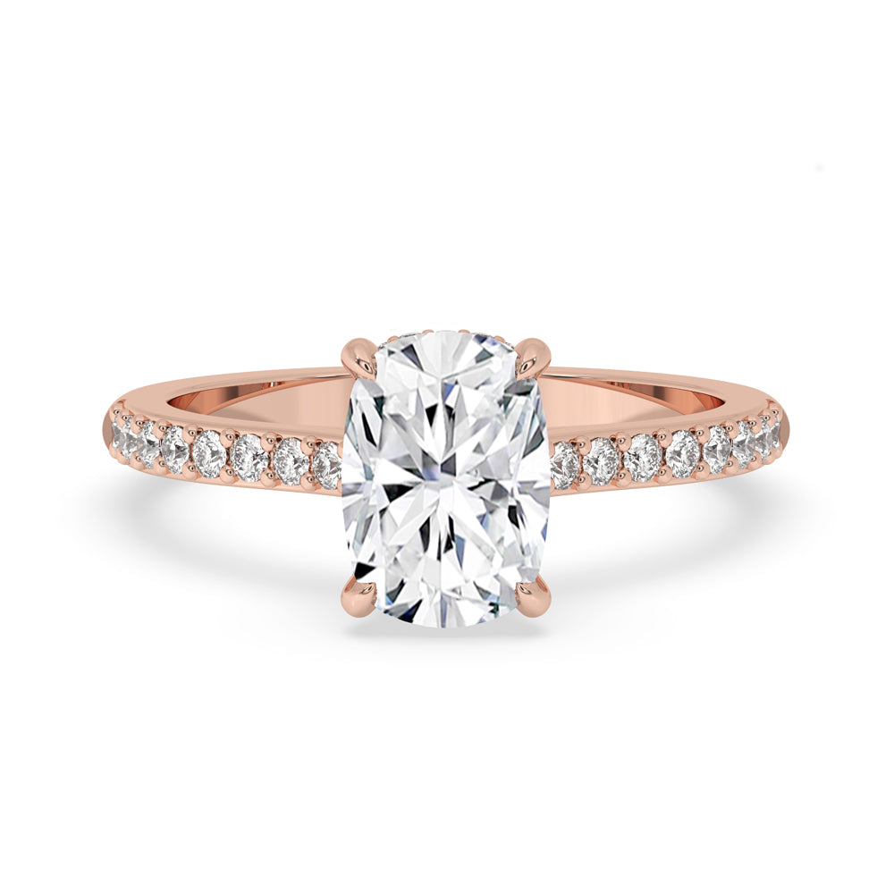 Elongated Cushion Cut Engagement Ring