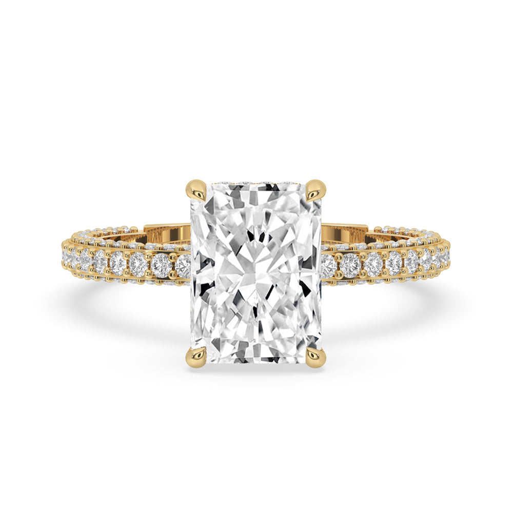 Hidden Halo Engagement Ring with Radiant Cut Style