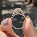 Light Yellow Oval Halo Engagement Ring