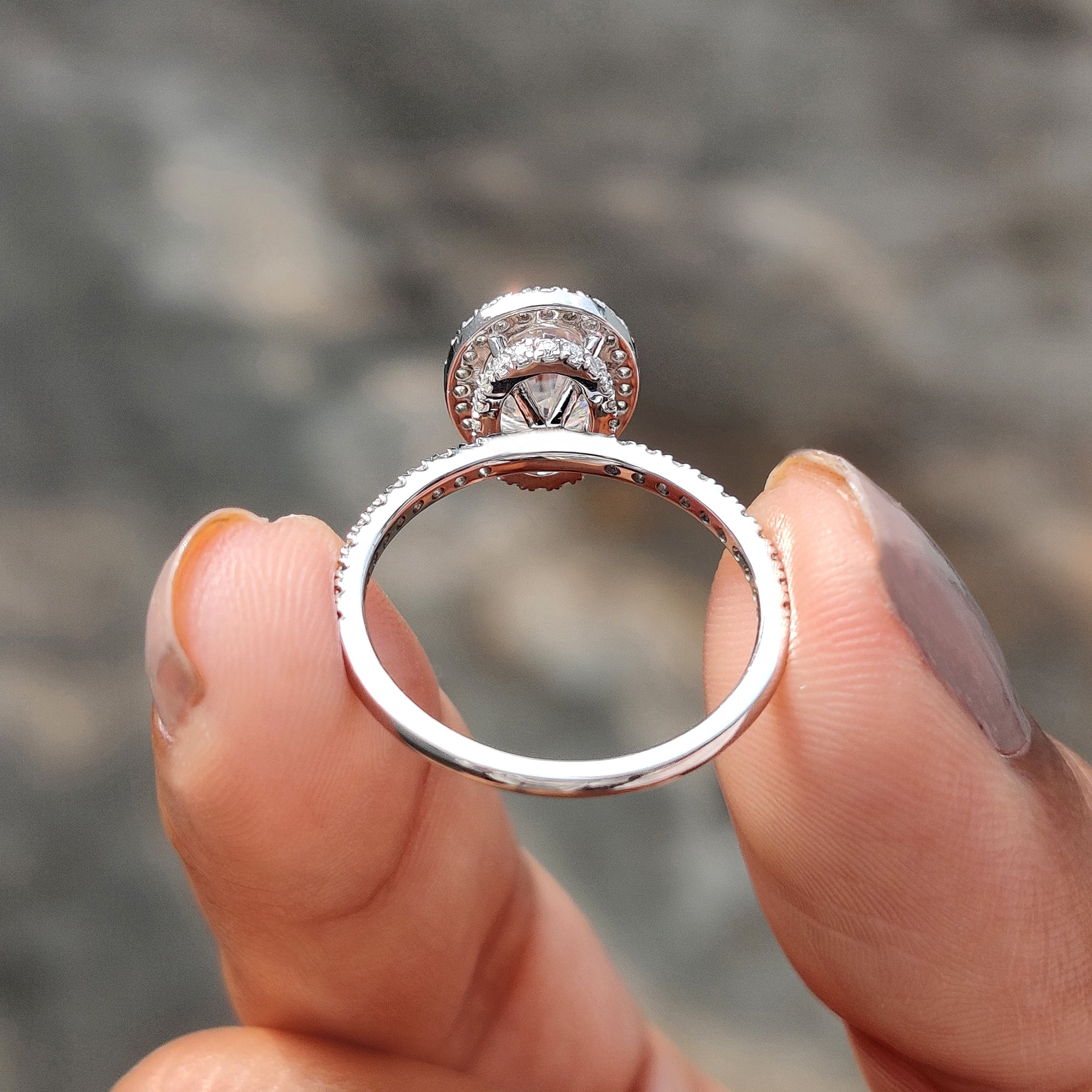 Oval Hidden Halo Engagement Ring – Pave Setting