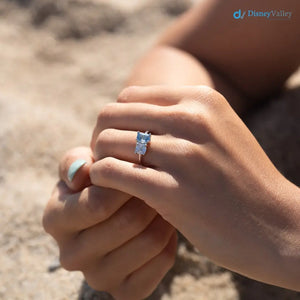 ice blue aqua spinel coupled with a IGI Certified cushion cut lab grown diamond Rings - DisneyValley